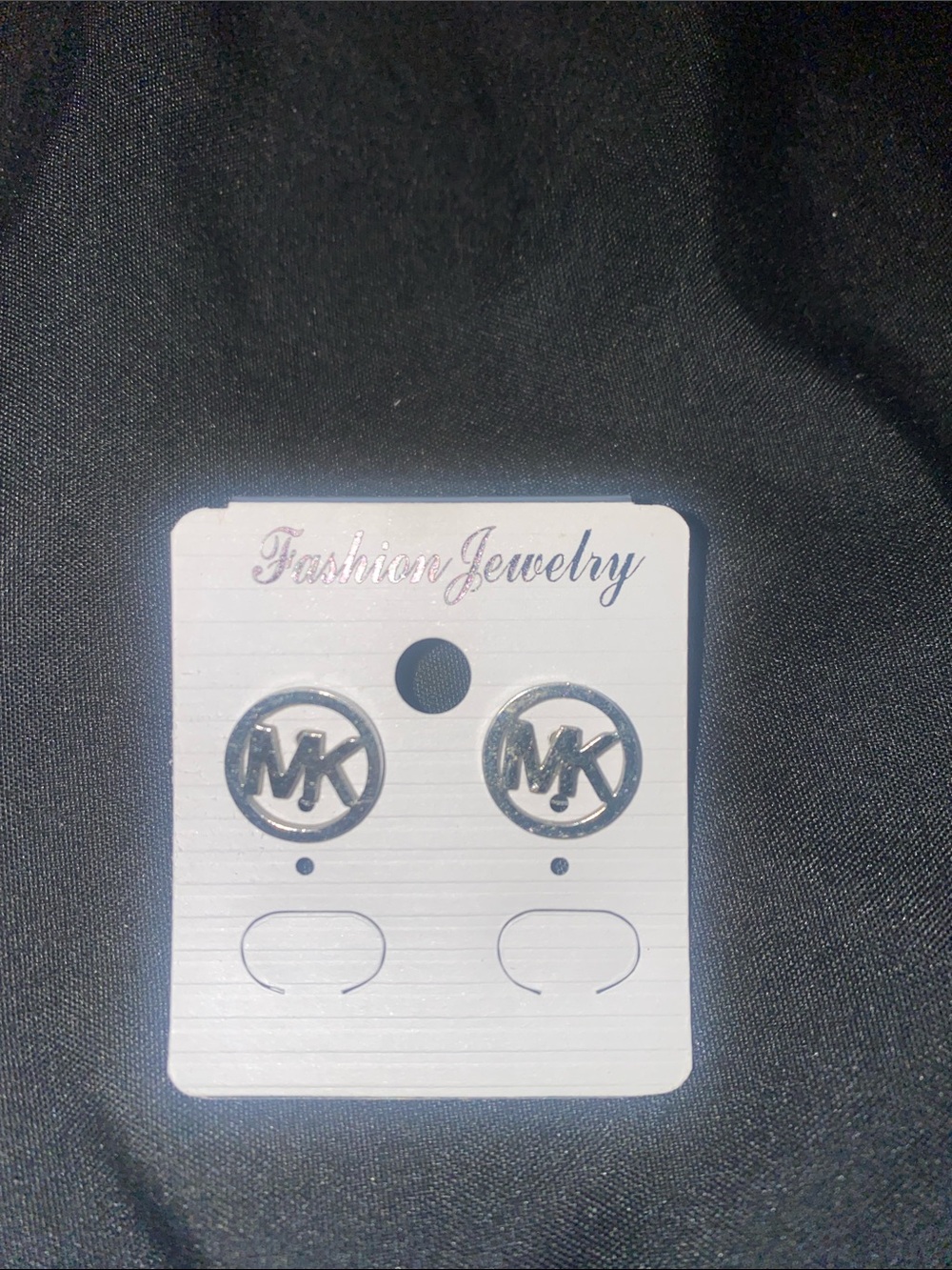 Michael Kors Silver MK Logo Round Stud Earrings